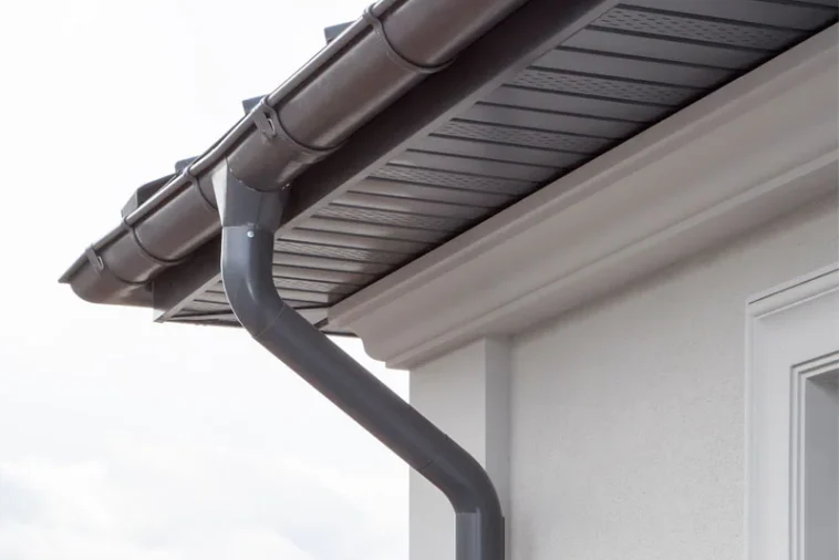 New gutters installed on a storm-damaged home